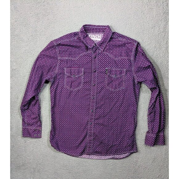 Cinch Modern Fit Shirt Mens Large Pearl Snap Cowboy Western Rodeo Geometric - Picture 1 of 11